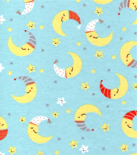 moon stars flannel fabric